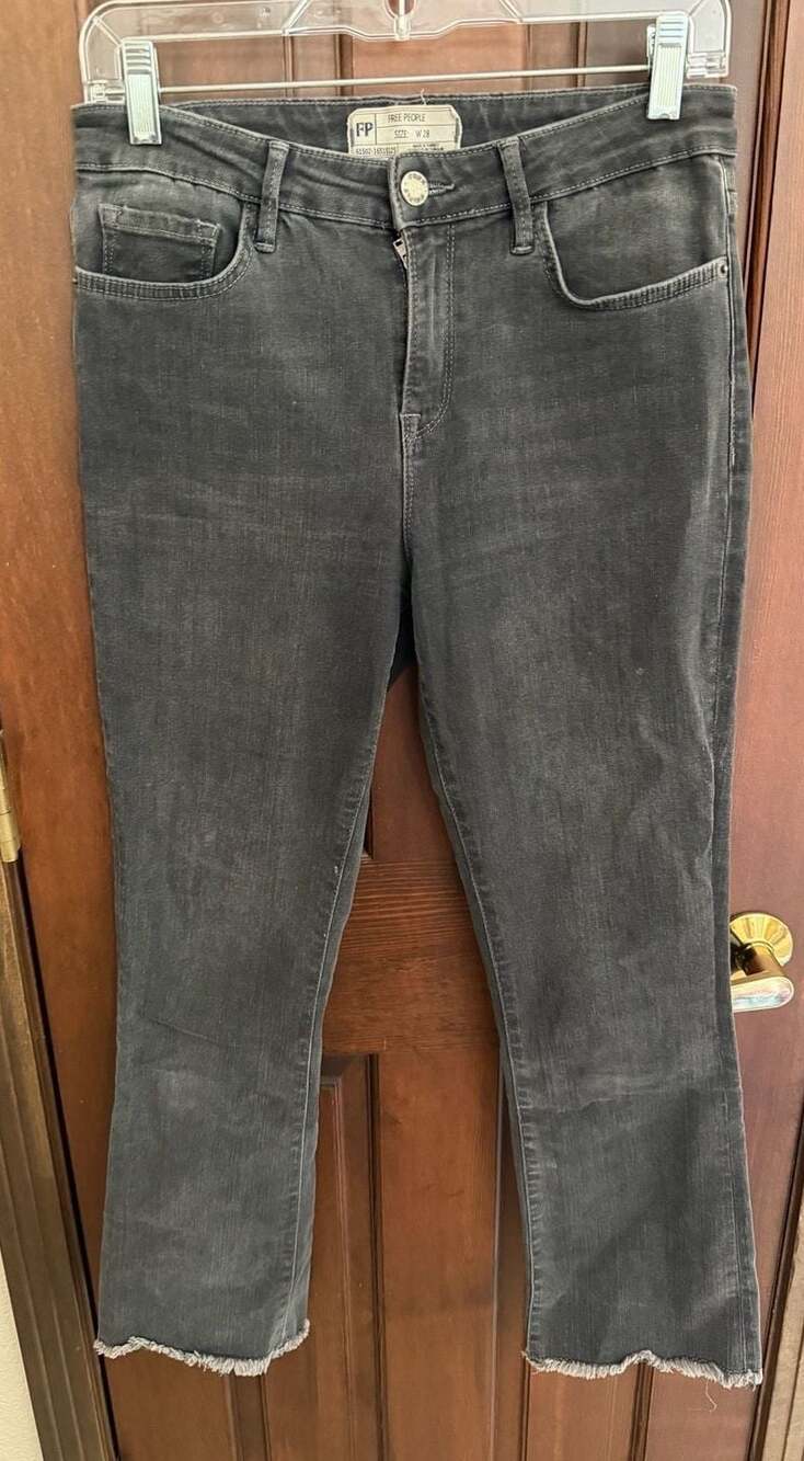Free People Raw Hem Cropped Flare Jeans Size 28